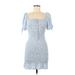 lost & wander Casual Dress - Mini: Blue Print Dresses - Women's Size Medium