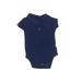 Just One You Made by Carter's Short Sleeve Onesie: Blue Solid Bottoms - Size Newborn