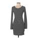 H&M Casual Dress - Bodycon Scoop Neck Long sleeves: Black Stripes Dresses - Women's Size Small