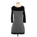 White House Black Market Casual Dress - Mini Scoop Neck 3/4 sleeves: Black Color Block Dresses - Women's Size Small