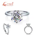 Bague solitaire ronde en argent regardé 925 pour femme D Moissanite diamant bijoux cadeau de