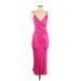 Zara Cocktail Dress - Midi V Neck Sleeveless: Pink Solid Dresses - New - Women's Size X-Small