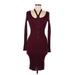 Derek Heart Cocktail Dress - Sweater Dress: Burgundy Dresses - Women's Size Medium