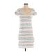 J.Crew Casual Dress - Mini Scoop Neck Short sleeves: White Print Dresses - Women's Size X-Small