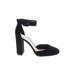 Vince Camuto Heels: D'Orsay Chunky Heel Minimalist Black Solid Shoes - Women's Size 7 - Round Toe