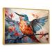 Design Art Geometric Birds In Cubist Skies - Bird Wall Art Prints Metal in Blue/Orange | 24 H x 32 W x 1 D in | Wayfair FL107076-32-24-GD