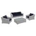 Modway Conway 4 Piece Sofa Seating Group w/ Sunbrella Cushions Metal in Blue | Outdoor Furniture | Wayfair 665924530486