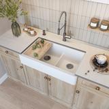 Empire Industries 36" Granite Short-Apron Double-Bowl Farmhouse Kitchen Sink In Off-White Quartz | 10 H x 35.5 W x 20.25 D in | Wayfair NTS36DWG