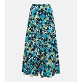 High-rise Printed Cotton-blend Midi Skirt