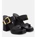 Buckle Slide Leather Platform Mules