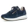 Keilsneaker GABOR "TURIN", Damen, Gr. 43, blau (nachtblau), Ziegenveloursleder, sportlich, Schuhe Sneaker, Freizeitschuh, Halbschuh, Schnürschuh mit leichter Perforierung