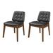 George Oliver Kellem Tufted Side Chair in Black & Walnut Faux Leather/Wood/Upholstered in Black/Brown | 32.25 H x 17.85 W x 22.65 D in | Wayfair