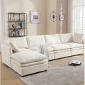 Brown Sectional - Latitude Run® 5-seat Upholstered Sleeper Sofa Couch w/ Chaise Lounge for Living Room Polyester | Wayfair