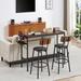 17 Stories Yuhao Rectangular 15.8" L x 47.2" W Dining Set Wood/Metal in Black/Brown/Gray | 35.4 H x 47.2 W x 15.8 D in | Wayfair