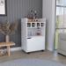 Latitude Run® Maisons Bar Cart w/ 2 Open Shelves 4 Wine Cubbies & Cabinet Wood in White | 35 H x 16.3 W x 21.6 D in | Wayfair