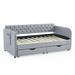 Latitude Run® Upholstery Daybed w/ Trundle Bed & Storage Drawers, Flat Arms w/ Pocket, Extendable Daybed Upholstered/Linen in Gray | Wayfair