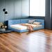 Latitude Run® Queen Size Tufted Platform Bed, Blue Upholstered/Linen in Blue/Brown | 27.6 H x 59.4 W x 80.3 D in | Wayfair