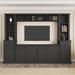 Red Barrel Studio® Kayala 103.01" W Storage Credenza Wood in Black | 76.9 H x 103.01 W x 15.01 D in | Wayfair AA39AFB00F6A4DB6A7415F8BD57F0367