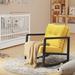 Ebern Designs Leika Solid Wood Rocking Chair Wood/Solid Wood in Yellow/Black | 10.2362 H x 25.8 W x 32.7 D in | Wayfair