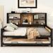 17 Stories Zakiel Manufactured Wood+Metal Bed Frame w/ Headboard Wood in Black/Brown | 42.19 H x 67.19 W x 80.19 D in | Wayfair