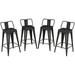 YZboomLife Distressed Stools Set of 4 Industrial Counter Stools Metal Barstools for Indoor-Outdoor (26 Inch Distressed Teal).
