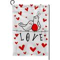 GZHJMY Garden Flag Double Sided Doodle Birds Couple Hearts Fade Resistant Yard Flag Durable Banner Indoor Outdoor Home Decor 28x40 Inch Yard Flags