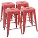 Metal Stools 24 Indoor Outdoor Stackable Barstools JOMA Style Industrial Vintage Counter Stools Set of 4 (24 inch Silver)