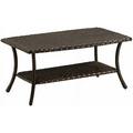 Patio Table Outdoor Coffee Tables - Rattan Wicker Coffee Table with 2-Tier Shelf Rectangle for Outdoor Patio Porch Deck Balcony Garden(Brown/Wicker Top)