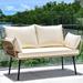 Love Seat Patio Sofa All-Weather Wicker Large Loveseats Patio Sectional with Cushions & Lumbar Pillows Outdoor Patio Set for Patio Balcony Backyard Deck Poolside