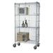 24 Deep x 60 Wide x 69 High Mobile Chrome Security Cage with 4 Interior Shelves
