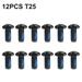 SUKIY M5 (5Mm) 12Mm Bicycle Brake Disc Rotor Bolts T25 Head Mtb Road Black 12 Pack