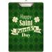 GZHJMY Happy Saint Patrick s Day On Green Geometric Background Clipboards for Kids Student Women Men Letter Size Plastic Low Profile Clip Silver Clip 9 x 12.5 in Whiteboard Clipboards