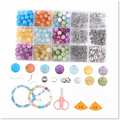 225pcs 8mm Crackle Glass Beads - 9 Colors Crystal Beads Kit for DIY Jewelry Making