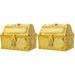 Set of 2 Pirate Treasure Chest Decoraciones Halloween Kids Party Supplies Piggy Bank for Jewelry Boxes Storage Plastic
