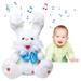 Singing Talking Bunny Plush Toy Rabbit Stuffed Animal Playing Hide and Seek Interactive Animated Toys for Baby Children (Tâ€”White 13.8in)