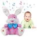 Singing Talking Bunny Plush Toy Rabbit Stuffed Animal Playing Hide and Seek Interactive Animated Toys for Baby Children (Pink 13.8in)