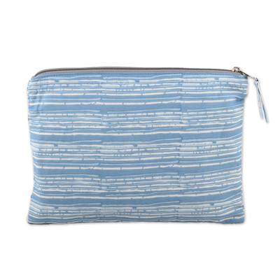 'Cotton Cosmetic Bag with Hand-Block Printed Striped Pattern'