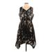 Simply Vera Vera Wang Casual Dress - High/Low: Black Print Dresses - Women's Size Large