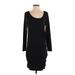 Banana Republic Factory Store Casual Dress Scoop Neck 3/4 sleeves: Black Solid Dresses - Women's Size Small