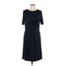 Ann Taylor Casual Dress - Midi: Blue Stripes Dresses - Women's Size Large