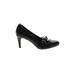 Isaac Mizrahi Heels: Slip-on Stiletto Work Black Print Shoes - Women's Size 9 - Round Toe