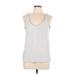 Ann Taylor LOFT Sleeveless T-Shirt: Silver Tops - Women's Size Large