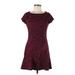 Lily Rose Casual Dress - Mini Boatneck Short sleeves: Burgundy Dresses - Women's Size Medium