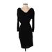 Halston Heritage Cocktail Dress - Party Cowl Neck 3/4 sleeves: Black Print Dresses - Women's Size 2