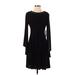 Emma & Michele Casual Dress - A-Line Crew Neck 3/4 sleeves: Black Solid Dresses - New - Women's Size Small