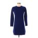 Theory Casual Dress - Bodycon Crew Neck 3/4 sleeves: Blue Solid Dresses - Women's Size P