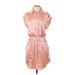 Joie Casual Dress - Shirtdress: Pink Acid Wash Print Dresses - Women's Size Small