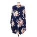 LARA FASHION Casual Dress - A-Line Crew Neck 3/4 sleeves: Blue Floral Dresses - Women's Size 3X