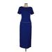 Jessica Howard Casual Dress - DropWaist Crew Neck Short sleeves: Blue Print Dresses - Women's Size 8