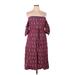 Tularosa Casual Dress - A-Line Off The Shoulder 3/4 sleeves: Burgundy Dresses - New - Women's Size X-Large
